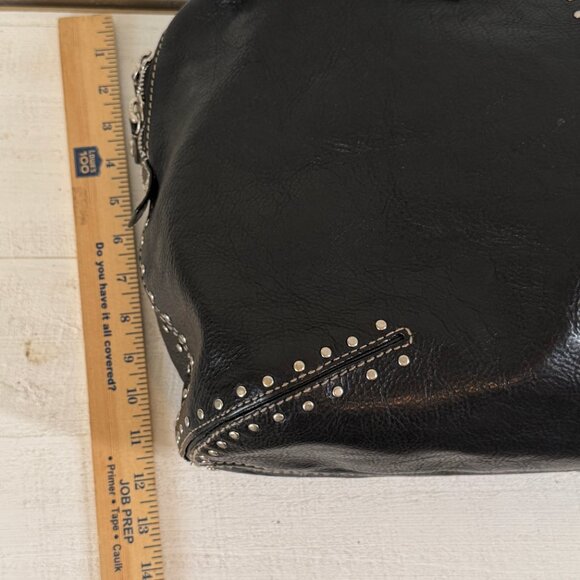 Michael Kors Astor Black Leather Tote Silver Studded Zip Shoulder Bag - Picture 15 of 16